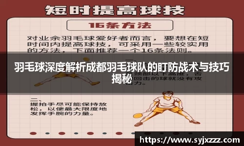 羽毛球深度解析成都羽毛球队的盯防战术与技巧揭秘